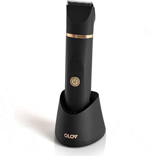 OLOV Electric Body Hair Trimmer - Groin Trimmer for Men - Bikini Trimmer Women - Wet/Dry Shaver Groomer, Replaceable Ceramic Blade Heads, USB Recharge Dock, Waterproof Hygiene Razor,Black - Image 1