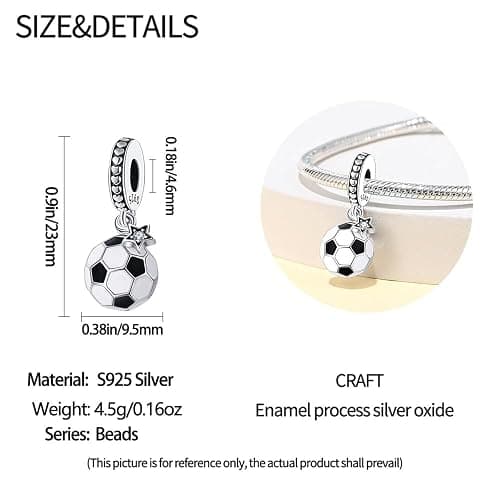 LNQOBU Hand der Fatima Charms Anhänger 925 Sterlingsilber Sport Fußball Charms für Armbänder Halskette Kmpatibel mit Europäischen Armbändern thumbnail 4