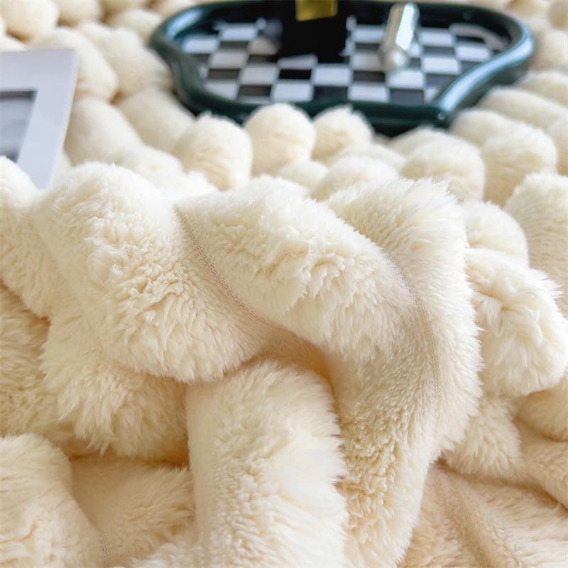 Ultra-Soft Faux Rabbit Fur Throw Blanket with Fluffy Warm Throw Blanket for Cozy Winter Nights – Reversible Thick Blanket (50"x60") in Elegant Tie-Dye Charcoal for Bed & Couch (White,27.59 * 39.37in) thumbnail 5