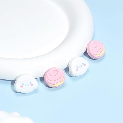 Kuitmor Thumb Grip Caps Compatible with Nintendo Switch 2, Silicone Joystick Grip Caps for Switch 2025, 4pcs, Cute Dog Style, Pink & White thumbnail 4