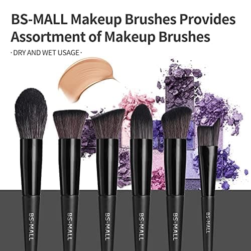 BS-MALL Makeup Brush Set 18 Pcs Premium Synthetic Foundation Powder Concealers Eye shadows Blush Makeup Brushes with black case (C-Black） thumbnail 7