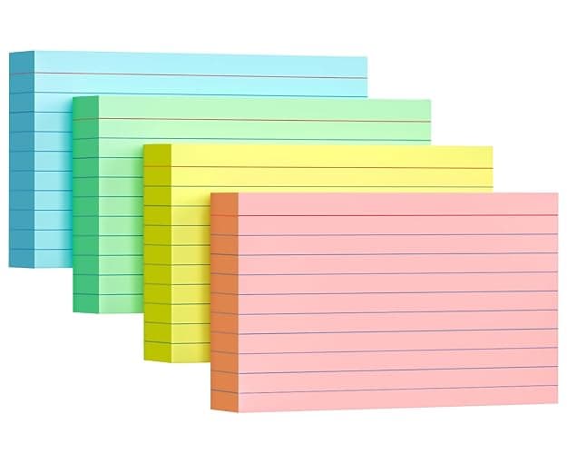 Colored Index Cards 3x5, 200 Pack, 180gsm Heavy Ruled Index Cards, Flash Cards for Studying, Heavy Note Cards for Office, College, Home Organization and School, 4 Color (50 Sheets Each) - Image 1