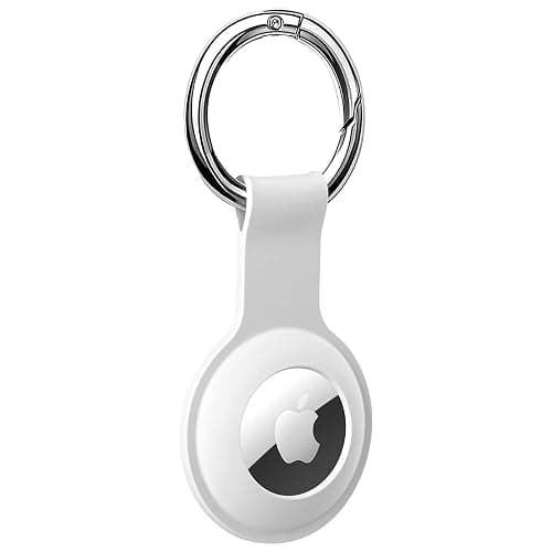 Holder Case for AirTags Ultra Light Silicone Sleeve for AirTags Anti-Scratch Protective Skin Cover with Anti-Losing Keychain Ring Accessory Compatible with Apple AirTags 2021 (White) thumbnail 2