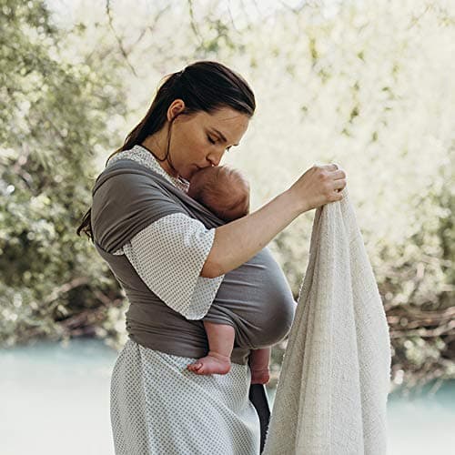 Boba Baby Wrap Carrier – Original Baby Sling Carrier for Newborns (7–35 lbs), Soft, Secure, Hands-Free & Ergonomic, Ideal for Comfortable Bonding, New Parents (Grey) thumbnail 8