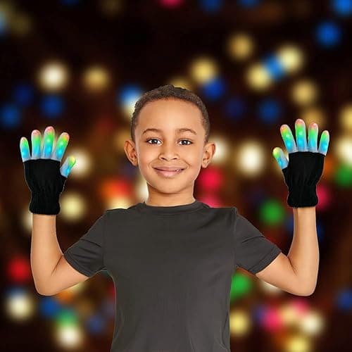 XISFORX 7 colors light show LED Gloves Rave Light Finger Lighting Flashing Glow Mittens thumbnail 8