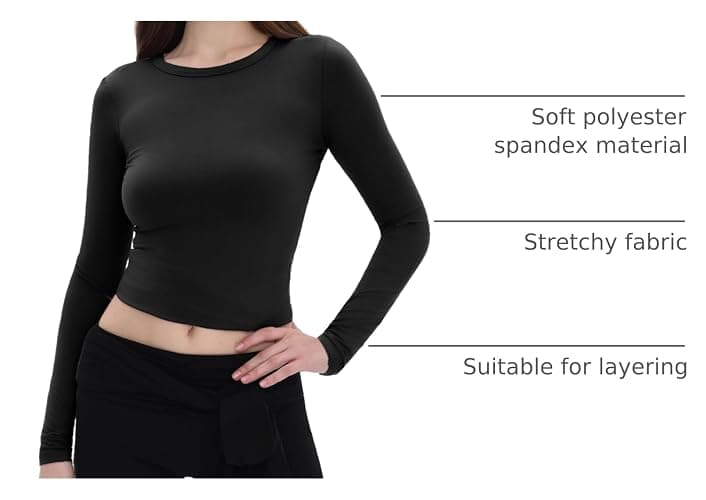GAYHAY Long Sleeve Shirts for Women Basic Crop Tops Teens Crew Neck Tight Underscrub Clothes Workout Fall Trendy 2025 thumbnail 4