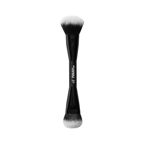 e.l.f. Cream Blush & Bronzer Duo Brush | 2-in-1 Makeup Brush for Blending & Layering Cream Formulas, Creates Seamless Glow, Vegan & Cruelty-Free - Image 1