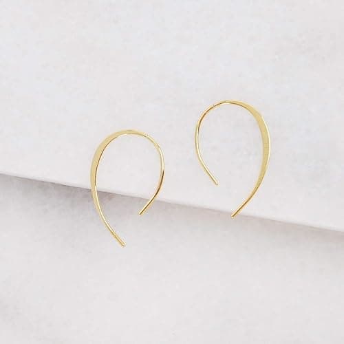 Upside Down Hoop Earrings - Hypoallergenic Lightweight Wire Needle Drop Dangle Threader Hoops for Women, Safe for Sensitive Ears - Plated in 925 Sterling Silver or 18k Gold thumbnail 3
