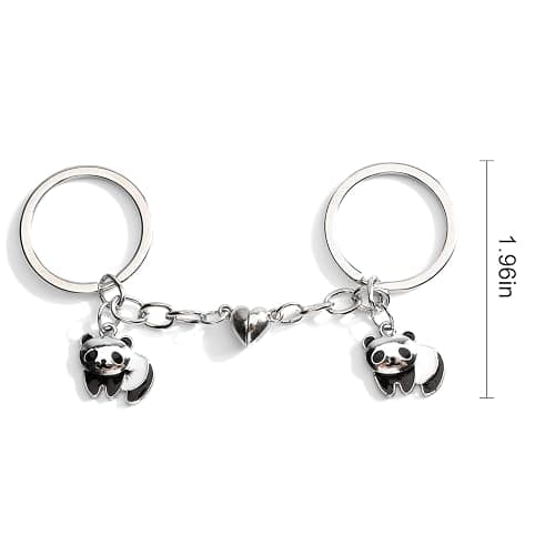 MUCOOS Panda Keychains for Couple Cute Panda Magnetic Keychains Chinese Pair Key Ring for Keys Phone Bag Charm Romantic Gift thumbnail 2