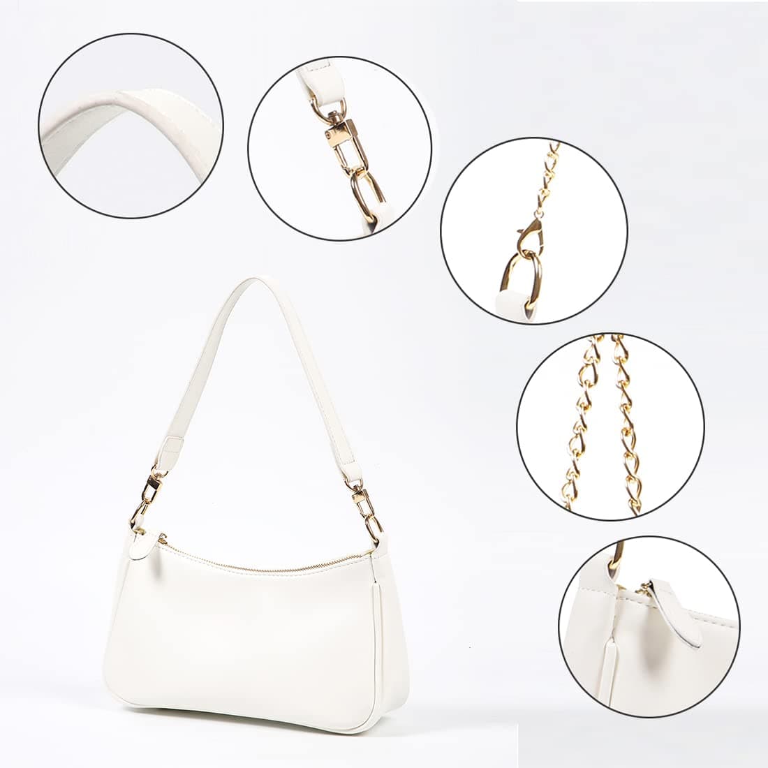 VODIU Clutch Tote Handbags with 2 Removable Straps and Zipper Closure Crossbody Bags Shoulder Purse Handbag for Women thumbnail 6