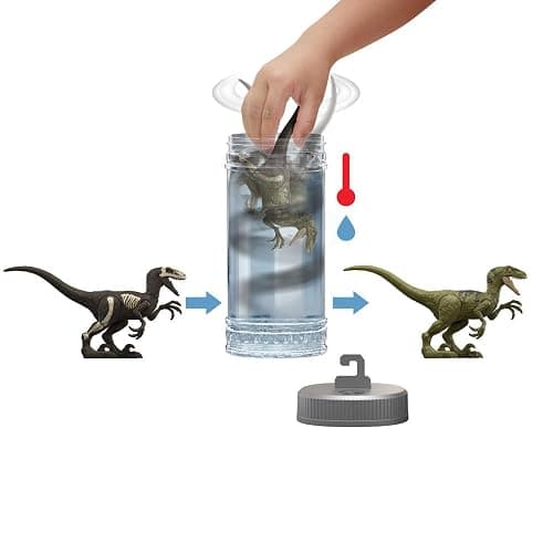 Mattel Jurassic World Dino Reveal Dinosaur Toys, Unpack Surprise & Warm Water Uncovers Full Decoration, 5 to 7 Inches, Species Vary thumbnail 3