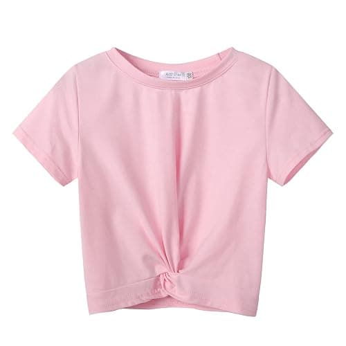 Arshiner Girls Casual Shirts Twist Front Short Sleeve Print Summer Tee Tops - Image 1