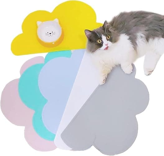 Love Dream Silicone Pet Feeding Food Mat with Raised Edge, Anti-Slip Waterproof Pet Bowl Mat Placemat for Dog and Cat (White) thumbnail 6