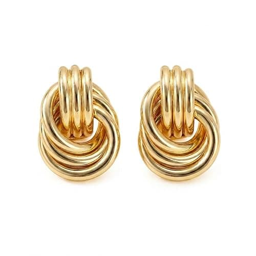 JeanBeau Gold Statement Geometric Knot Stud Earrings for Women Chunky Trendy Lightweight Hollow Long Twisted Link Dangle Drop Earring Fashion Jewelry Gift - Image 1