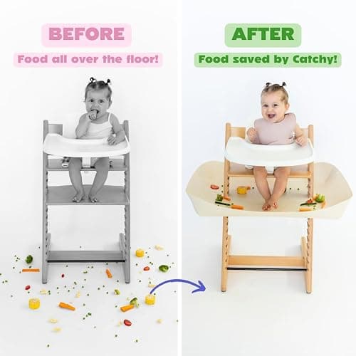CATCHY -Food Catcher-Compatible with Stokke Tripp Trapp High Chair +11 Other High Chairs-Highchair Sold Separately-Baby & Toddler Food & Mess Catcher-Premium Linen Inspired -Under High Chair Accessory thumbnail 6