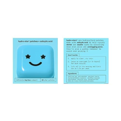 Starface Hydro-Star + Salicylic Acid Pimple Patches and Big Blue Compact, Helps Shrink and Soothe Deeper Spots, Cute Star Shape, Vegan, 32 count thumbnail 2