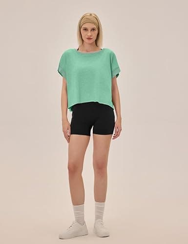 UNIANKIYA Open Back Workout Tops for Women Loose Fit Athletic Crop Tee Short Sleeve Gym Running Yoga Shirt thumbnail 3