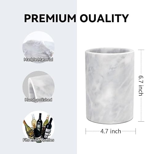 Kota Japan White Marble Stone Wine and Champagne Bottle Chiller Cooler - 7" X 5" | Elegant Kitchen Utensil Holder | Must Have Wine Chiller for Your Home | Impress Your Guests at Next Party or Event! thumbnail 3