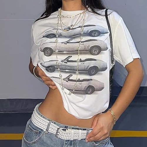 Buzoh Women's Graphic Tees Y2k Shirt Emo Vintage Oversized Graphic Tees for Women Cute Summer Top Aesthetic 2000s thumbnail 3
