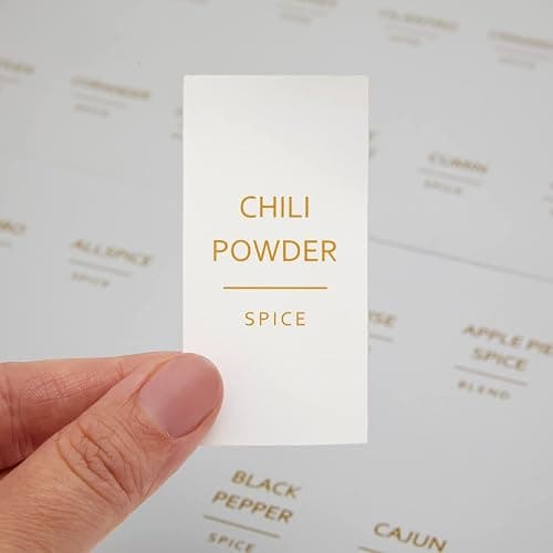 Talented Kitchen Spice Labels for Jars - 140-Pack, 1.25 x 2.5 in, Gold Matte Vinyl - Water-Resistant & Easy Peel & Stick - Kitchen & Pantry Organization - Spice Jar Labels Gold thumbnail 4