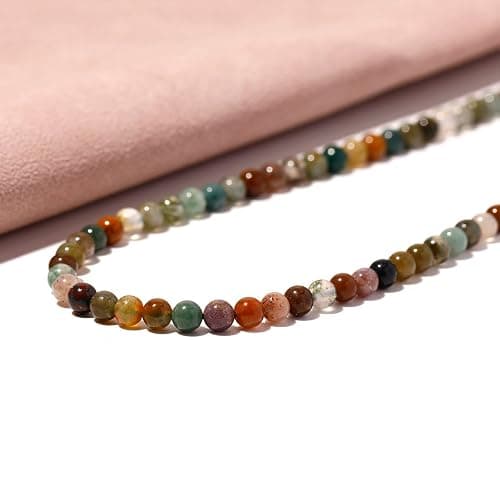 Lightock Simple Choker Necklace for Women Real Stone and Crystals Necklaces 4mm Beaded Choker Jewelry Meditation Gift for Women (16"+2") thumbnail 6