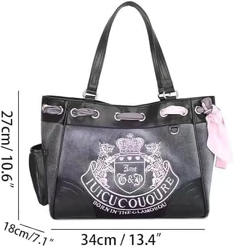 LAKEDREAM Y2K Women Vintage Retro Chic Embroidery Velvet Shoulder Bag Large Capacity E-girls Tote Bags Shopping Handbags - Gray thumbnail 6