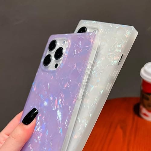 BANAILOA Compatible with iPhone 13 Pro Case Rectangle,Luxury Sparkle Cute Case for Women Protective Bumper Girly Colorful Phone Cover Desinged for 13 Pro - 6.1 inch (Purple Shell) thumbnail 4