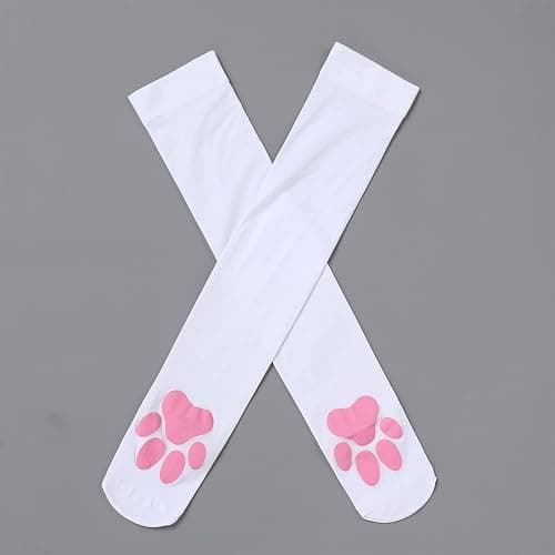 ABAFIP Women Cute Kawaii Cat Paw Print Thigh High Socks Kitten Claw Above Knee Sheer Hosiery Stockings thumbnail 4