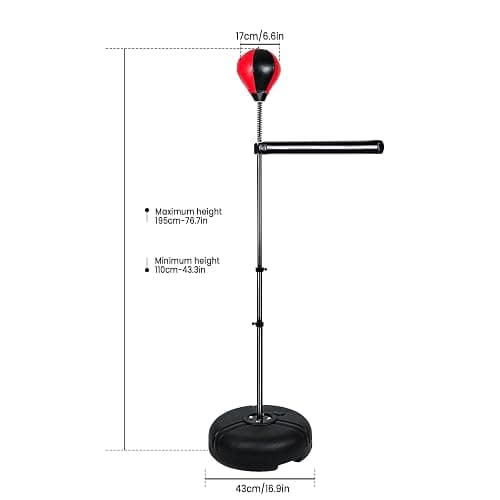 INNOLIFE Freestanding Punching Bag,Adjustable Height Home Boxing Training Equipment for Adults,Durable Boxing Bar & Stand with Stable Base for Fitness Workouts,Red thumbnail 2