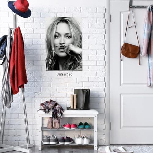 Trendy Luxury Wall Art-Retro Fashion Finger Painting Mustache Poster For Girls Room Wall Decor-Vintage Feminist Black And White Art Canvas Print Picture For Girly Dorm thumbnail 2
