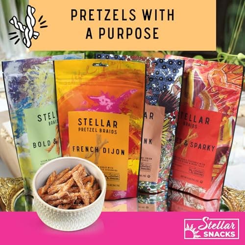 Stellar Snacks Pretzel Braids - Regular Big Bag & Mini Pretzel Braids Combo - Regular & Mini Maui Monk Vegan Pretzels, Large Resealable Bag 16 Oz Bundled with Mini Pretzel Airline Size Sampler, Vegan, Non-GMO, Gourmet Pretzel Sticks, Braids, Rods, Twists thumbnail 7