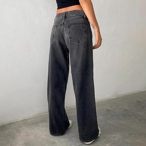 Women's Y2k Low Rise Baggy Jeans Washed Straight Wide Leg Denim Pants Casual Loose Vintage Fit Boyfriend Jean Denim Pants thumbnail 3
