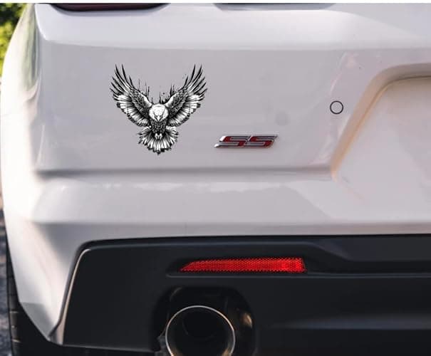 MAKTEM Majestic Soaring Bald Eagle Car Decal - Patriotic Splatter Art Vinyl Sticker for Trucks, SUVs, and Jeeps - Weatherproof Outdoor Graphic - Black & White Artistic Flying Bird Design (Eagle wings) thumbnail 3