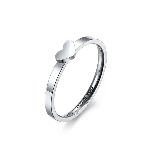 Yifnny Matching Rings for Couples, Couple Heart Rings Set Couple Rings I LOVE YOU Matching Heart Promise Rings for Her and Her Engagement Wedding Ring thumbnail 5