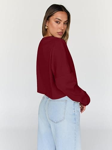 Trendy Queen Cropped Sweatshirts for Women Oversized Crewneck Sweaters Long Sleeve Tops Fall Winter Clothes 2025 thumbnail 4