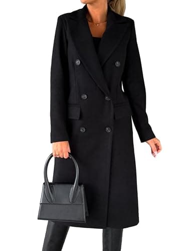 IDEALSANXUN Womens Long Wool Coat Double Breasted Trench Coat Fall Winter Clothes - Image 1
