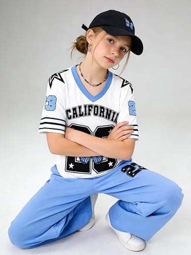 Azmxynol Tween Girls Clothes Short Sleeve Graphic T-Shirt Top + Sweatpant 2 Piece Outfit Set, Size 7-15Years thumbnail 5