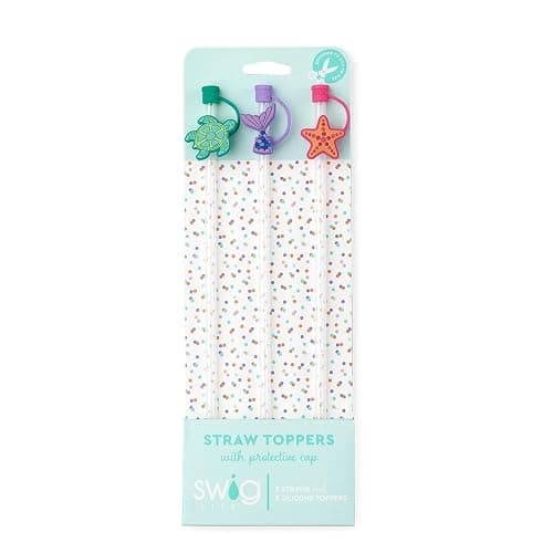 Swig Straw Toppers Set, 3 Reusable Straws with 3 Silicone Straw Covers, Cover Cap with Customizable Length, Compatible with 40oz Tumblers, Tumbler Accessories (Ocean) - Ocean thumbnail 2