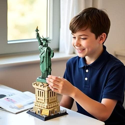 Mantfuty Statue of Liberty Building Blocks Set Famous World Architecture Model New York Landmark Bricks Toy Gifts for Adults(1409 Pieces) thumbnail 2