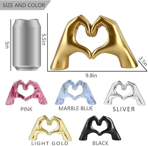 Gold Decor for Singer Fans Lover Merch Heart Hands Sculpture, Home Decor Living Room Accent Decor Love Statue for Bedroom Bookshelf Coffe Table Aesthetics Decorations Gifts for Women Mom Girlfriend thumbnail 4