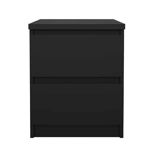 2 Drawer Nightstand, Black Matte | Contemporary Design, Handle-Free thumbnail 4