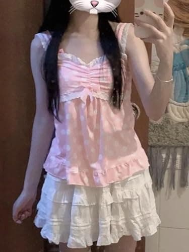 TYATVS 2000s Clothing Polka Dot Tank Tops Y2k Whimsy Twee Vintage Shoujo Tees Harajuku Clothes Cutecore thumbnail 2