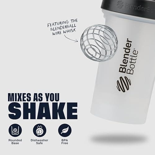 BlenderBottle Classic V2 Shaker Bottle Perfect for Protein Shakes and Pre Workout, 28-Ounce, Clear/Black thumbnail 5