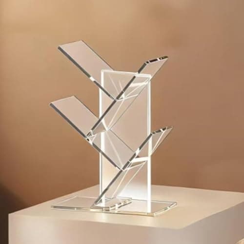 YiXinHo Small Bookshelf with Light, 3 Tier Acrylic Short and Petite Bookcase, Mini Tree Bookshelf for Compact Spaces/Desk/Living Room Decor/Bedroom/Apartment Decor/DVD Storage thumbnail 7