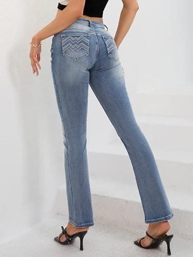 PEIHOT Jeans Mid Rise Bootcut Denim Pants thumbnail 4