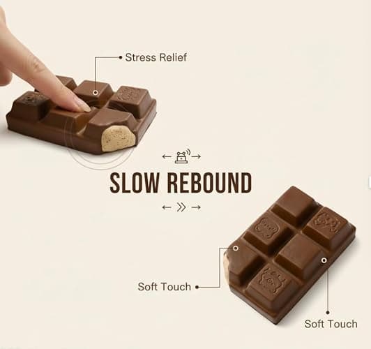 Realistic Chocolate Bar Squishy Slow Rising PU Foam Squeeze Toy, Sweet Scented Fake Food Fidget for Stress Relief, Kawaii Desk Decor Funny Prank Gift for Adults (Chocolate) thumbnail 4