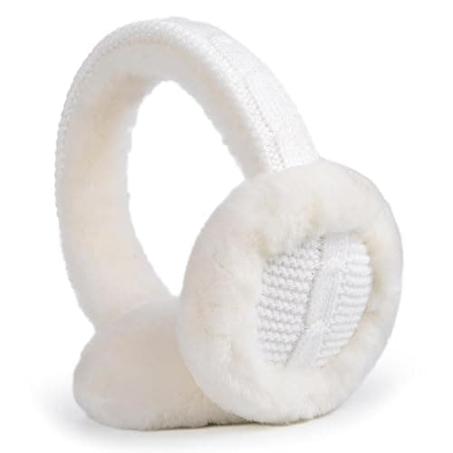 Harssidanzar Womens Winter Earmuffs, Sheepskin Earmuffs, Foldable Earmuffs, Outdoor Earwarmer HL303CA thumbnail 2