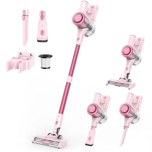 Generic Cordless Vacuum Cleaner with 28Kpa Suction, 380W Brushless Motor, 50 Min Runtime, Home Cleaning Companion (Pink) - Image 1