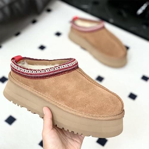 GZFGUZ Women's Slippers Platform Mini Boots Short Ankle Boot,Fur Fleece Lined Platform Boots Anti-Slip Snow Slippers For Outdoor thumbnail 6