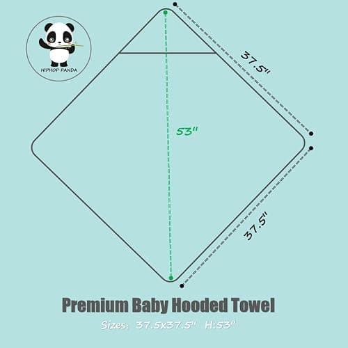 HIPHOP PANDA Hooded Towel - Rayon Made from Bamboo, Bath Towel with Bear Ears for Newborn, Babie, Toddler, Infant - Absorbent Large Baby Towel - Purple Penguin, 37.5 x 37.5 Inch thumbnail 3